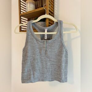 Stylish Gray Ribbed Tank Top